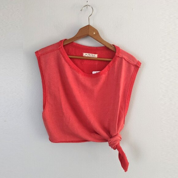 Free People We The Free Fresh to Def Terry Sleeveless Top Side Tie Red Gauva NEW - Picture 3 of 11